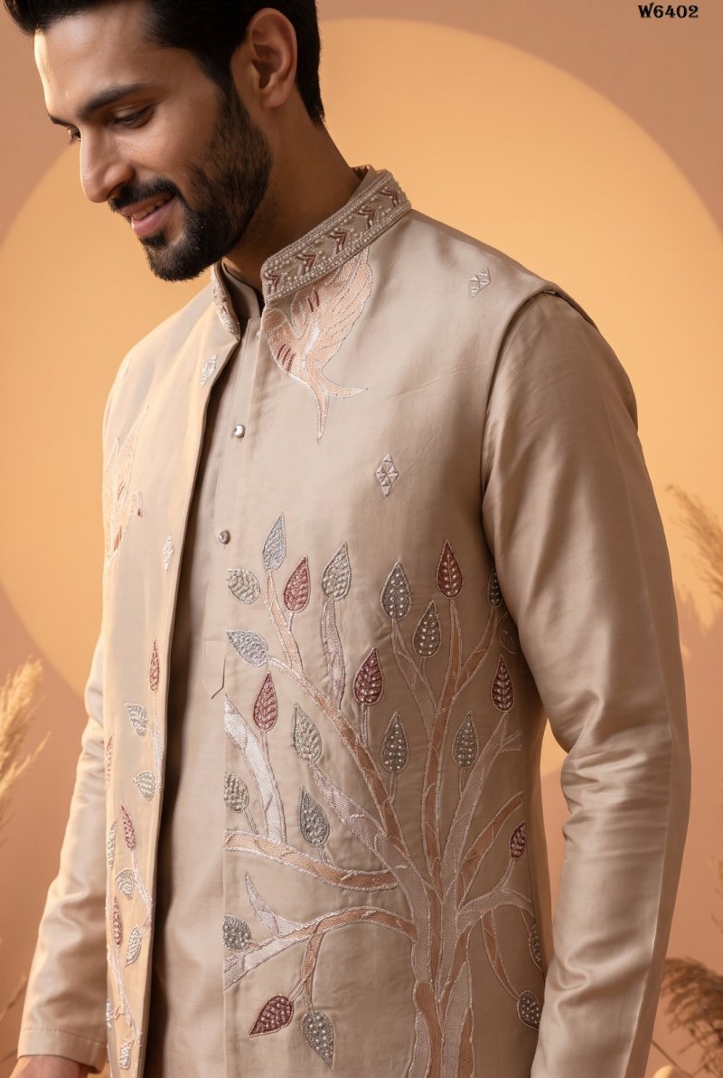 Outluk Wedding Vol 64 Linen Embroidery Mens Indo Western